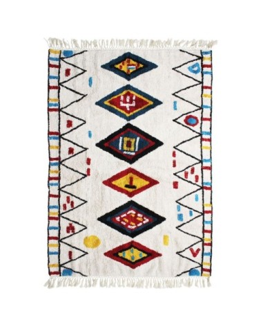 Tapis 100 % coton esprit berbère blanc 160x230