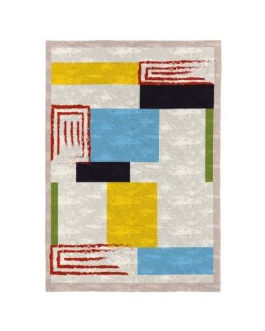 Tapis décoratif en coton imprimé design moderne multicolore 120x170 cm