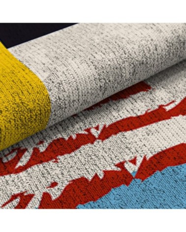 Tapis décoratif en coton imprimé design moderne multicolore 120x170 cm