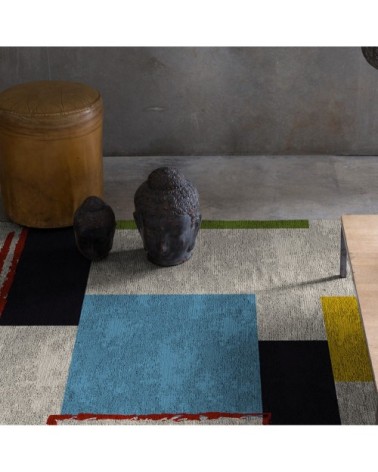 Tapis décoratif en coton imprimé design moderne multicolore 120x170 cm