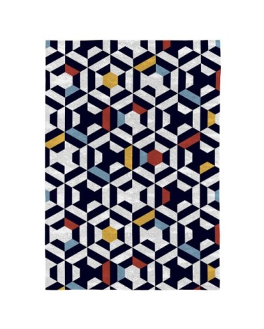 Tapis décoratif en coton imprimé  motifs graphiques 80x150 cm