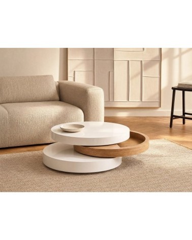 Table basse effet bois , blanc
