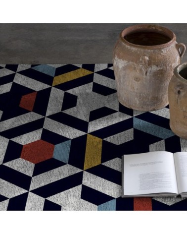 Tapis décoratif en coton imprimé motifs graphiques 160x230 cm