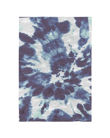 Tapis décoratif en coton impression digital tie dye bleu 80x150 cm