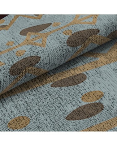 Tapis de salon en coton imprimé marron gris et bleu 120x170 cm