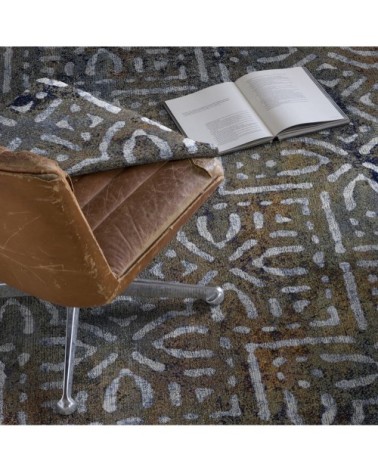 Tapis décoratif en coton imprimé motifs arabesques 120x170 cm