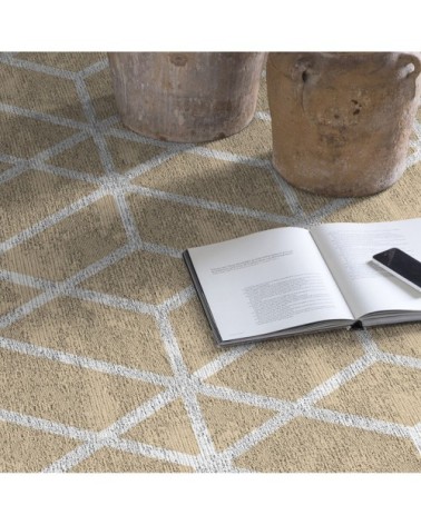 Tapis de salon en coton imprimé numérique graphiques beige  160x230 cm