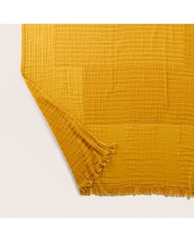 Plaid 140x200 cm Ocre  en Coton recyclé,Coton