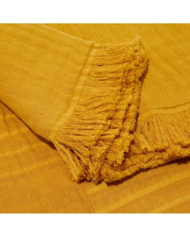 Plaid 140x200 cm Ocre  en Coton recyclé,Coton
