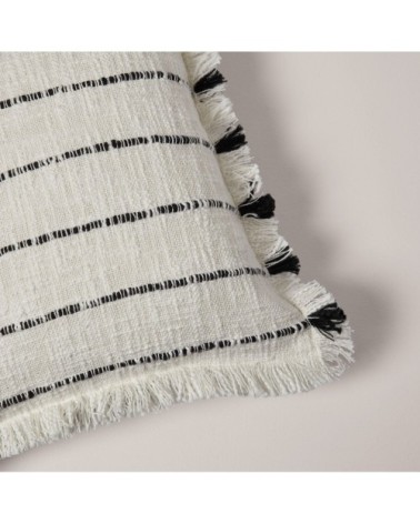 Housse de coussin 40x40 cm ivoire et noir
