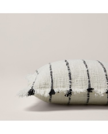 Housse de coussin 40x40 cm ivoire et noir