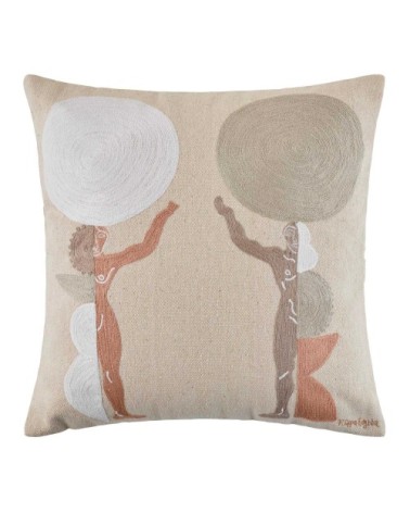 Housse de coussin 50x50 cm Naturel et ivoire