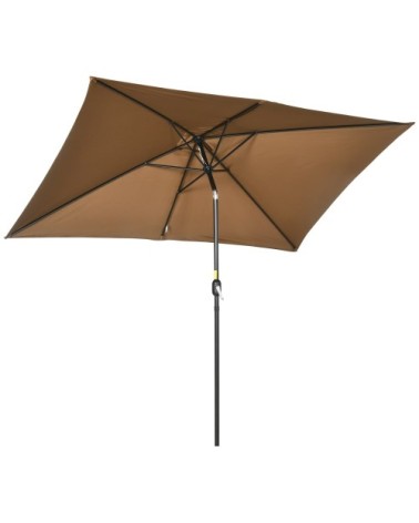 Parasol de jardin inclinable aluminium et polyester marron