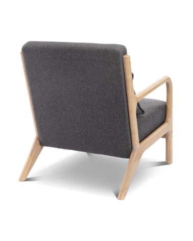 Fauteuil en bois avec tissu gris foncé 65x 80x79cm