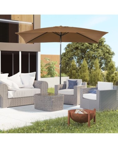 Parasol de jardin inclinable aluminium et polyester marron