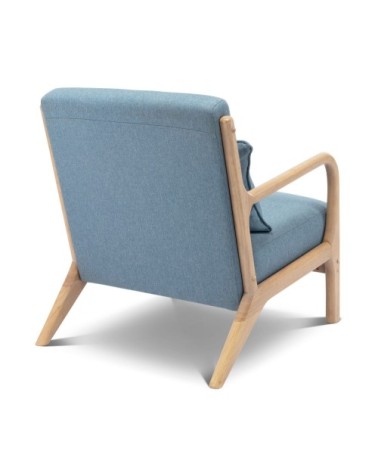 Fauteuil en bois avec tissu vert d'eau 65x 80x79cm