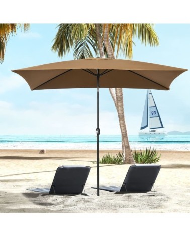 Parasol de jardin inclinable aluminium et polyester marron