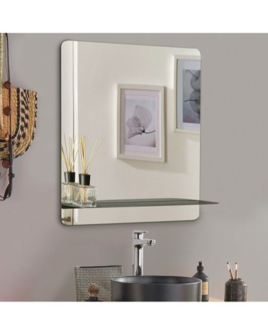 Miroir de salle de bain avec tablette noire 60 x 70 cm SORRENTO