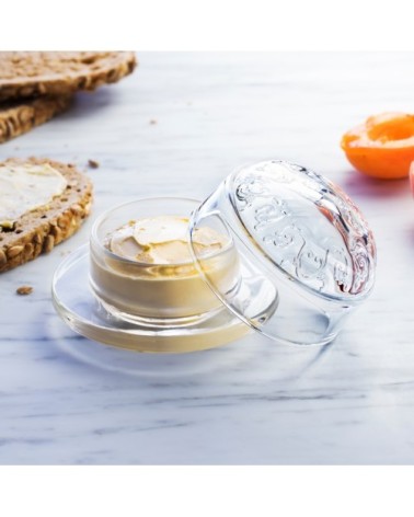 Beurrier/confiturier en verre transparent-l'unité
