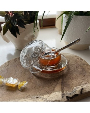 Beurrier/confiturier en verre transparent-l'unité