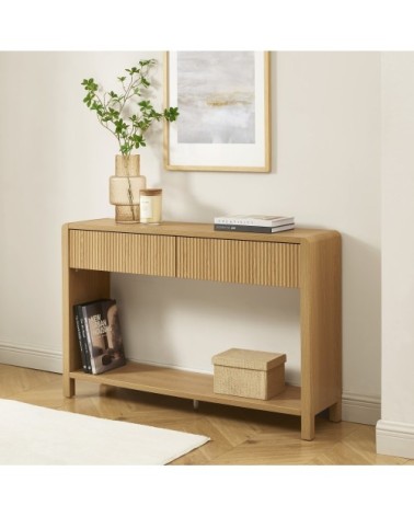 Console effet chêne 2 tiroirs 120cm