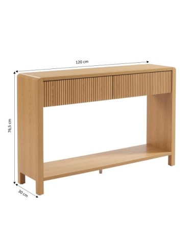 Console effet chêne 2 tiroirs 120cm