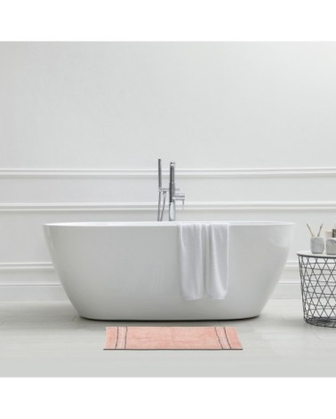 Tapis de bain en coton uni rose poudré 50x80cm
