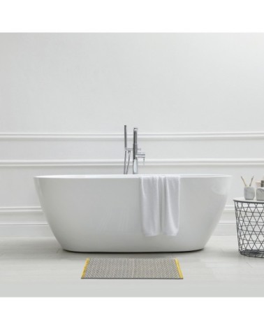 Tapis de bain en polyester fantaisie gris et jaune 50x120cm