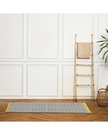 Tapis de bain en polyester fantaisie gris et jaune 50x120cm