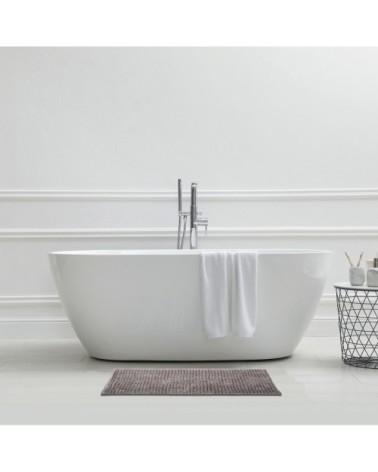 Tapis de bain en polyester uni gris lunaire 50x80cm