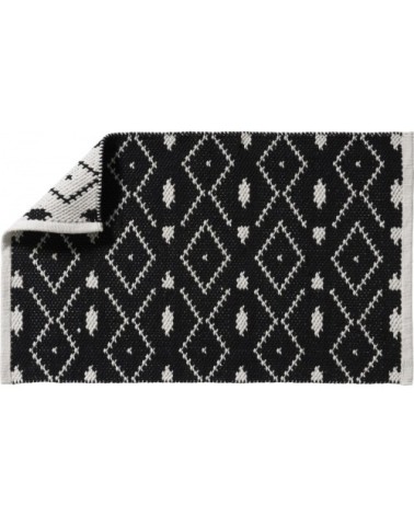 Tapis de bain en coton fantaisie noir et blanc 50x80cm