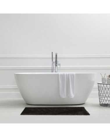 Tapis de bain en polyester uni noir argenté 60x120cm