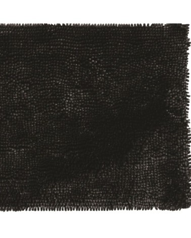 Tapis de bain en polyester uni noir argenté 60x120cm