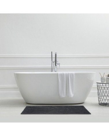 Tapis de bain en polyester uni anthracite 60x120cm