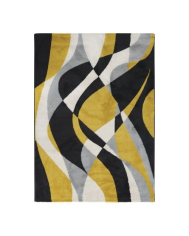 Tapis lumineux effet laineux motifs ondulations multicolore 120x170