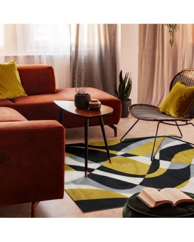 Tapis lumineux effet laineux motifs ondulations multicolore 120x170