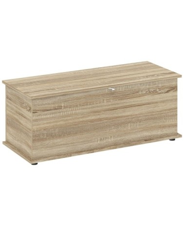 Coffre rangement couvercle rabattable panneaux de particules naturel