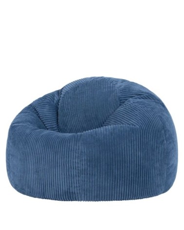 Pouf velours côtelé bleu jean