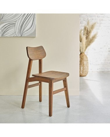Chaise en mindi massif finition noyer