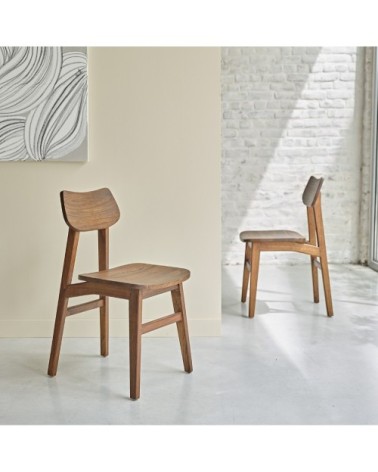 Chaise en mindi massif finition noyer