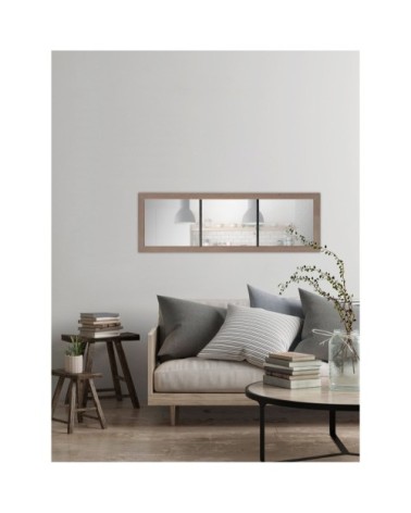 Miroir rectangulaire industriel métal et bois 50x150cm