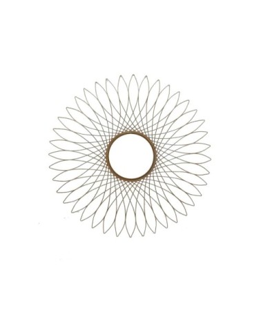 Miroir soleil fleur métal doré 80cm