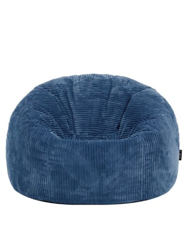 Pouf velours côtelé bleu jean