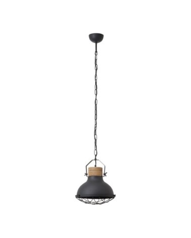 Suspension métal avec grille et bois D33cm
