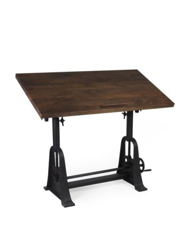 Table en bois marron et métal noir L130