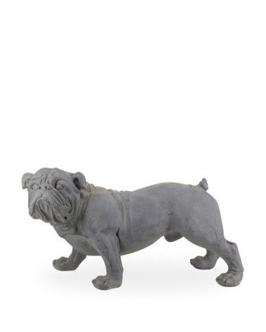 Statue bulldog en résine gris