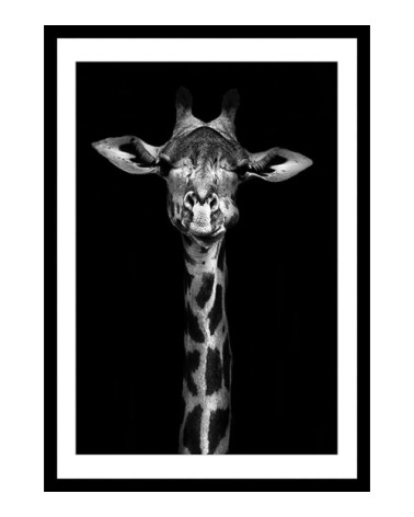 Affiche sous cadre noir girafe haute en portrait 30x45cm