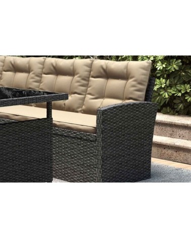 Salon de jardin 8 places résine gris foncé et beige