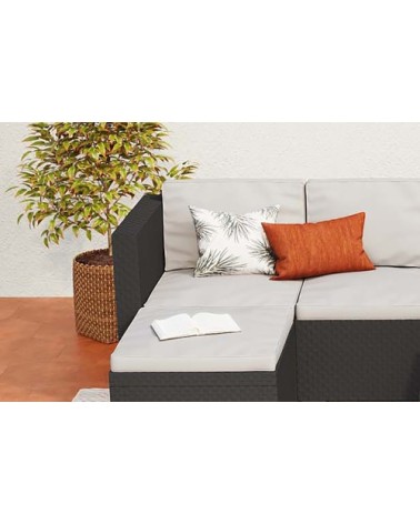 Salon de jardin en résine tressée 6 places gris/noir
