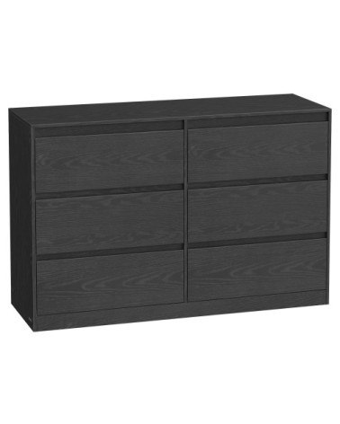 Commode chambre 6 tiroirs 40 x 119,4 x 75 cm style moderne noir boisé